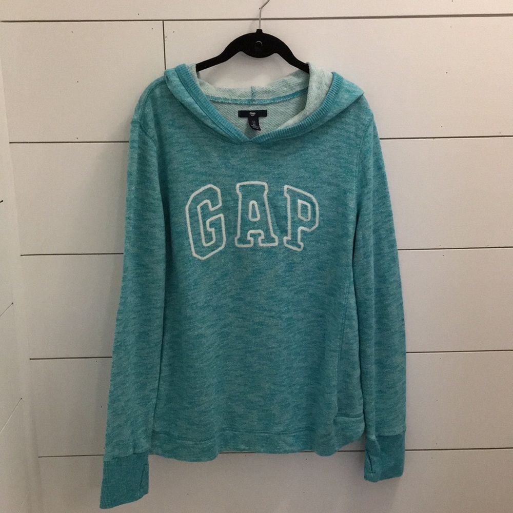 Women’s aqua Gap terrycloth hooded sweatshirt